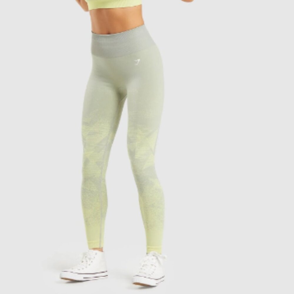 Gymshark Adapt Ombre Seamless Leggings (Taupe & Green)
